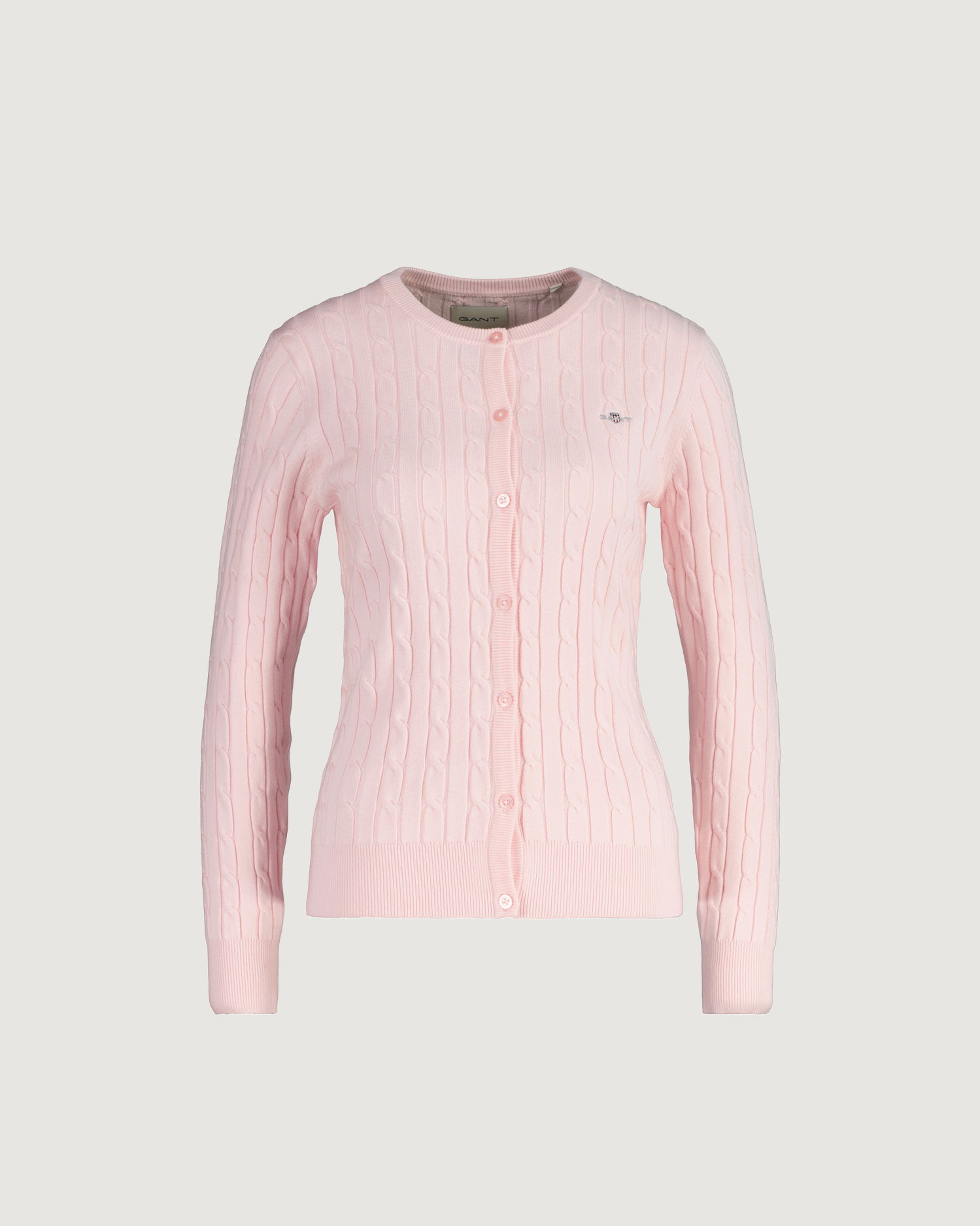 Bomullskabelstrikket cardigan med stretch