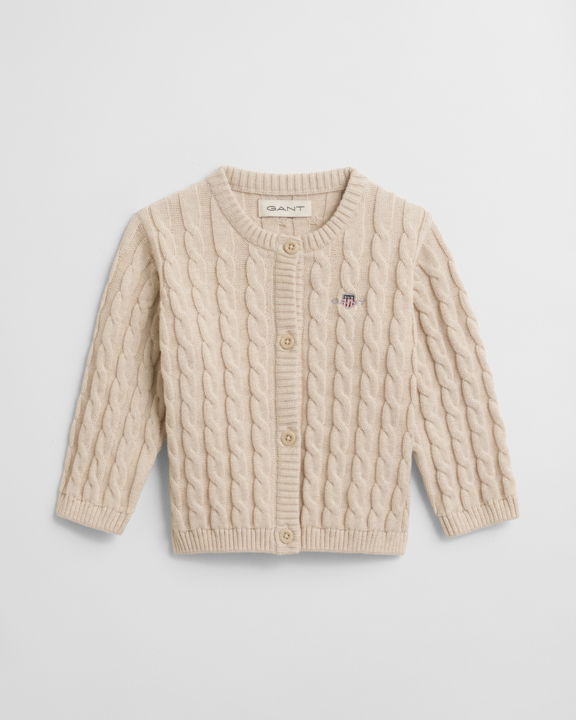 Kabelstrikket cardigan i bomull til baby