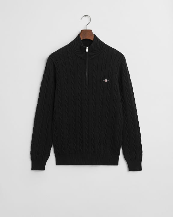 Kabelstrikket genser med half-zip