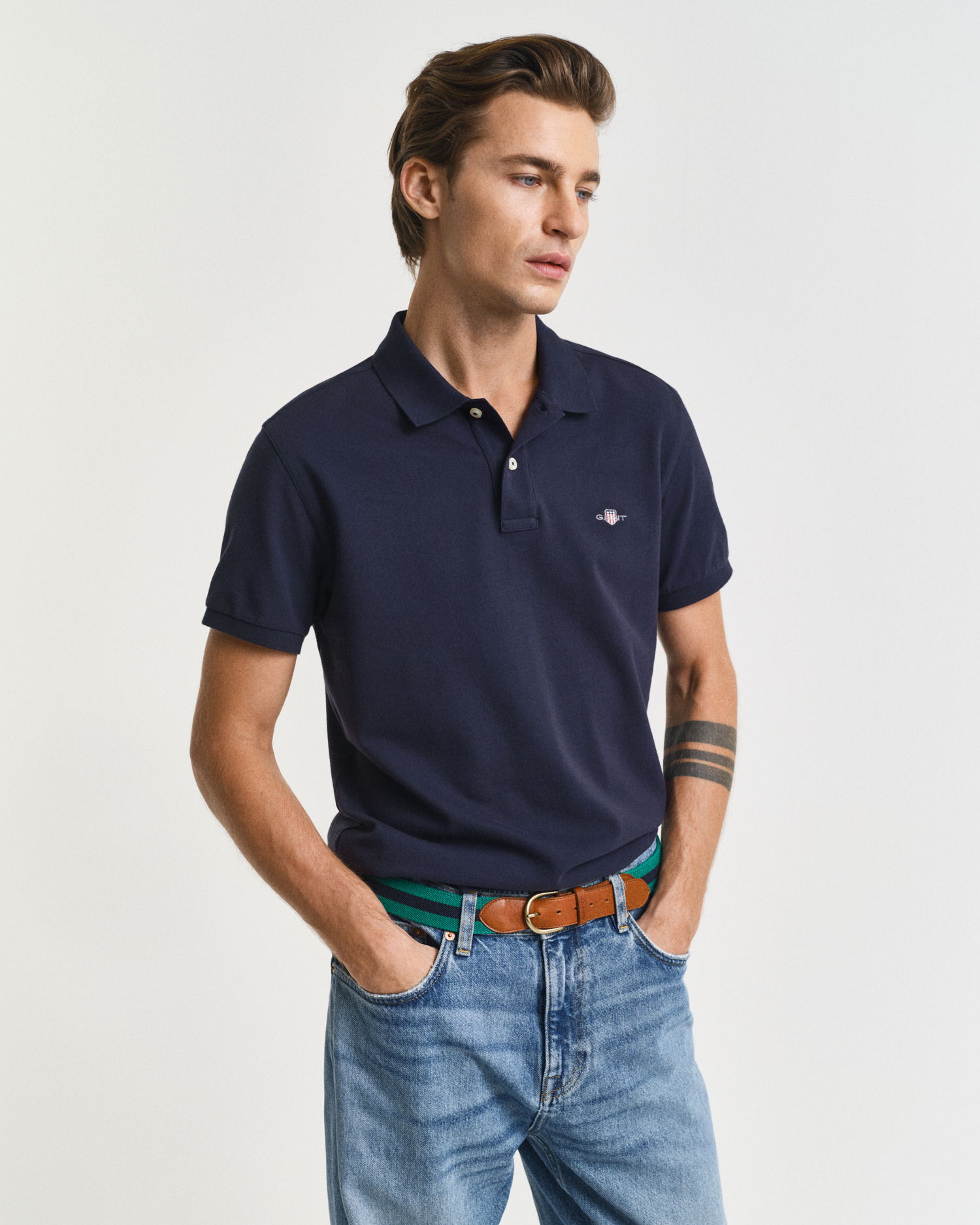 Klassisk piquéskjorte i slim fit